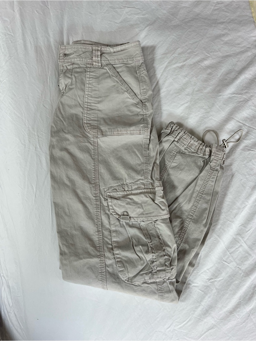 Women’s Beige Cargo Jogger Pants - Lightweight Utility Style
